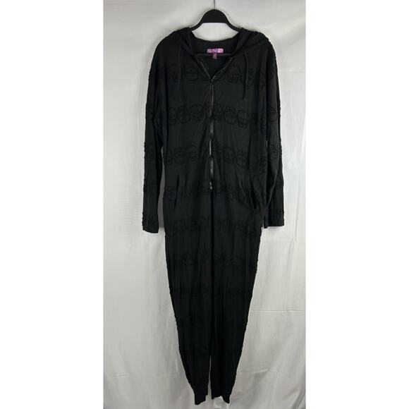 CLOAK brand Skulls Jumpsuit Size Large Black Oversized Full Zip Gaming Halloween - Picture 1 of 6